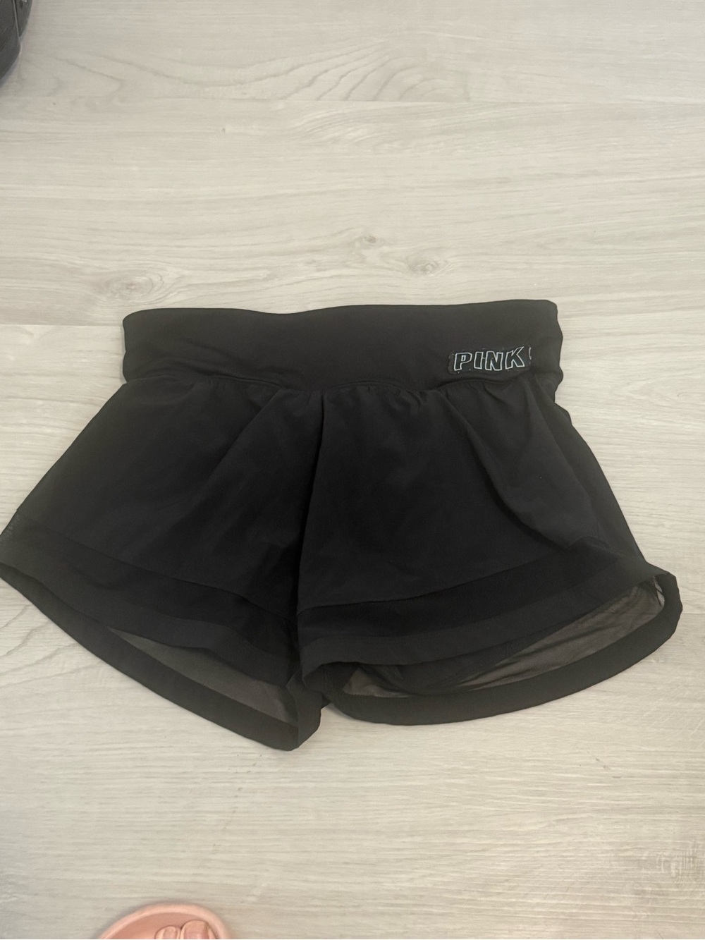 PINK Victoria's Secret Ultimate Black 2-in-1 Mesh Gym Shorts Liner XS